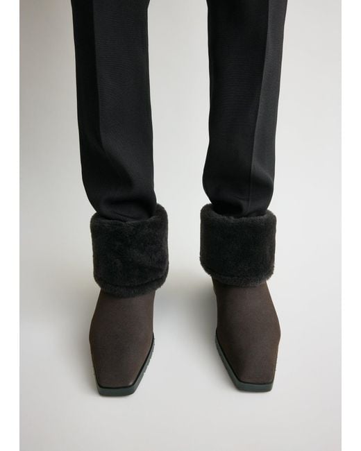 Totême  Black Fold-Down Shearling Boots