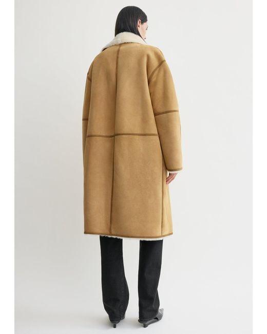 Totême  Natural Draped Shearling Coat