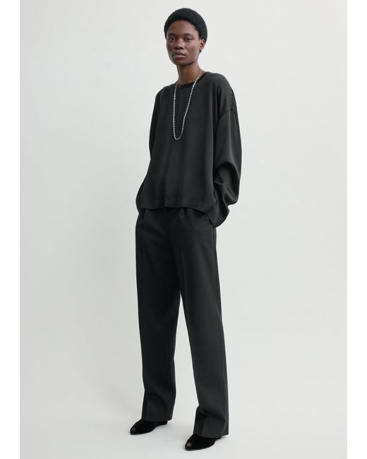 Totême Black Boxy Satin Top