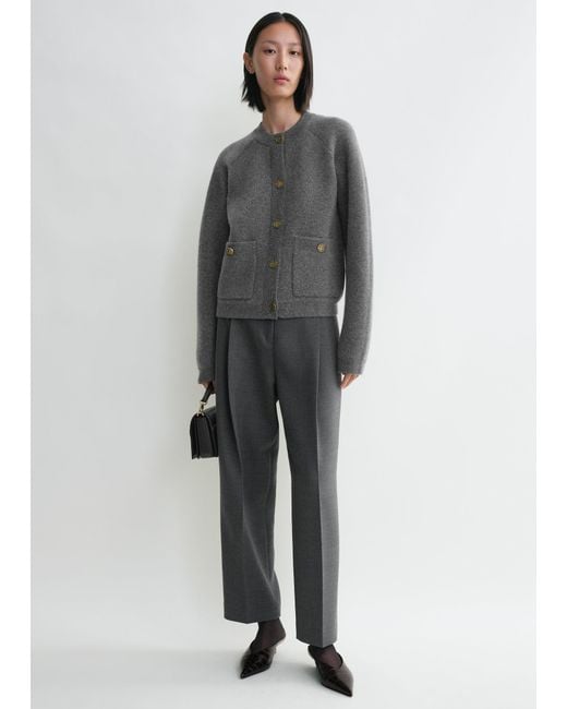 Totême Gray Hammered Button Cardigan
