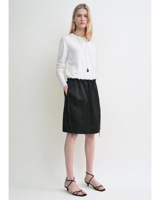 Totême White Drawstring Satin Mini Skirt