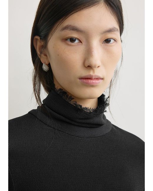 Totême Black Frayed-Edge Slim Top
