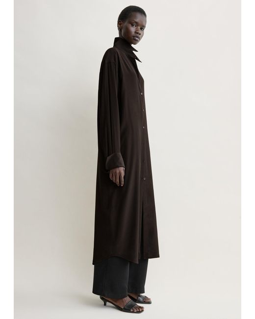 Totême Black Silk Shirtdress