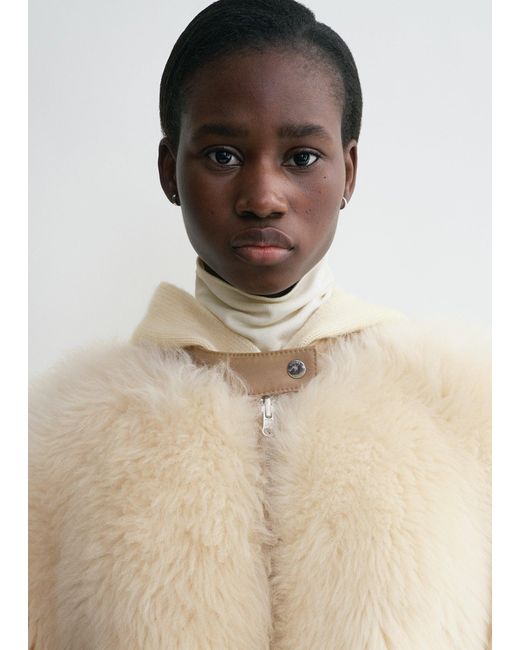 Totême Natural Two-Way Shearling Coat Cream/Caramel