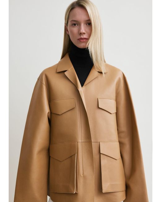 Totême Natural Army Leather Jacket