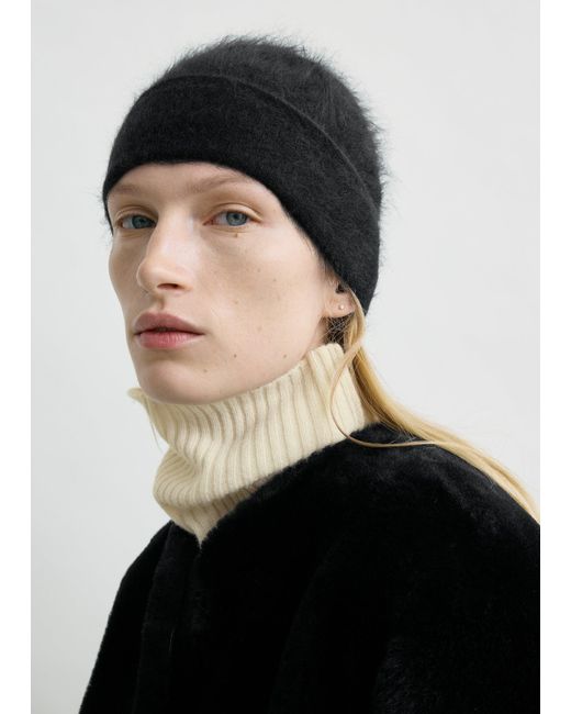 Totême Black Brushed Cashmere Beanie