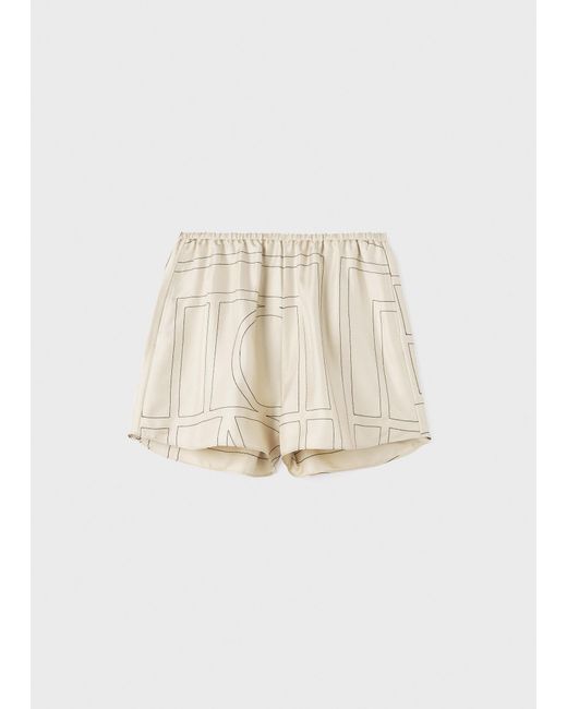 Totême Black Monogram Silk Pj Shorts Ivory