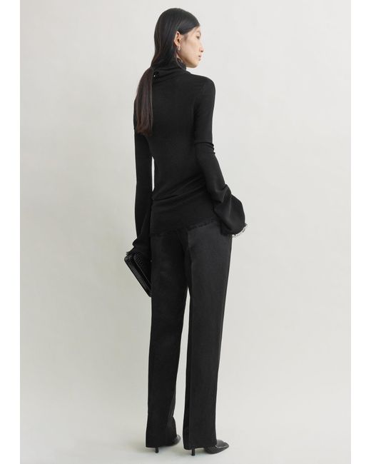Totême Black Frayed-Edge Slim Top