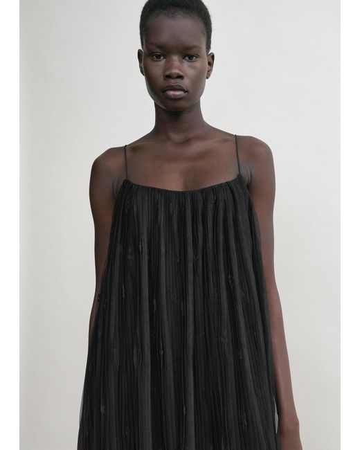 Totême Black Floral Tulle Dress