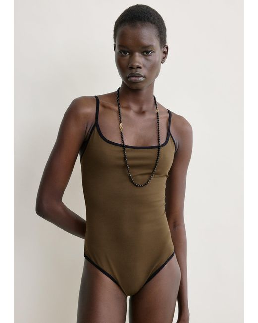 Totême  Natural Stripe Edge Swimsuit