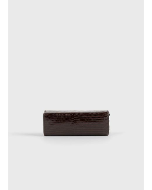 Totême White Lizard-Embossed Lipstick Case