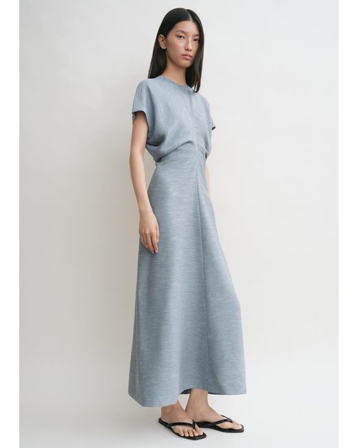 Totême Blue Slouch Waist Crinkled Dress