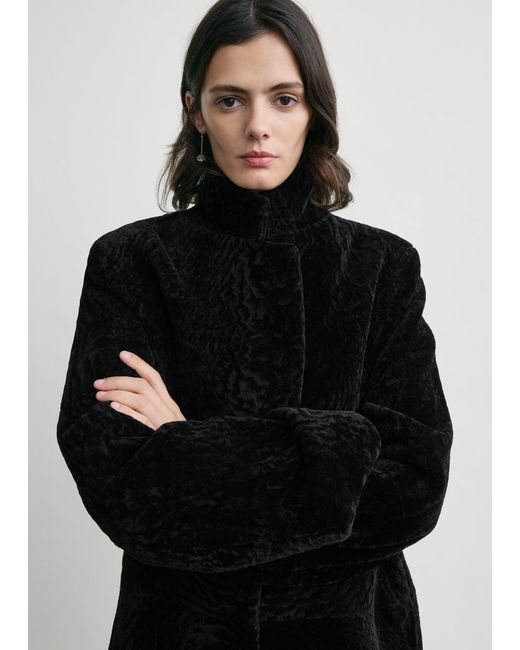 Totême Black Classic Shearling Coat