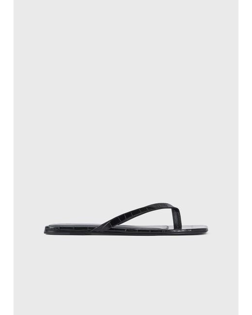 Totême White Croco-Embossed Flip Flops