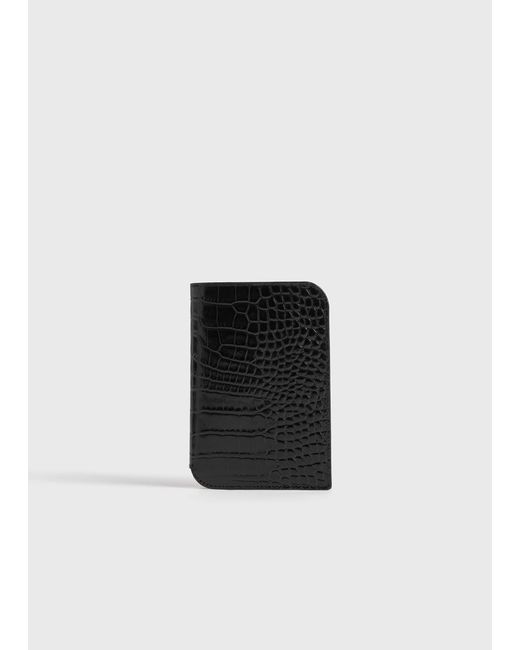 Totême Black Croco-Embossed Passport Holder