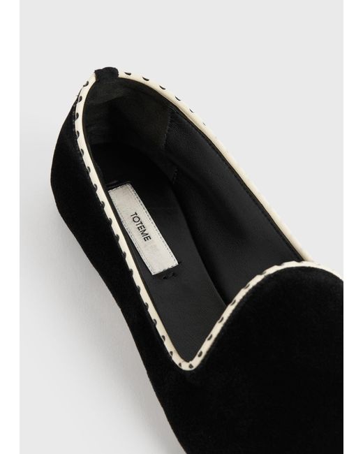 Totême White Velvet Venetian Slippers