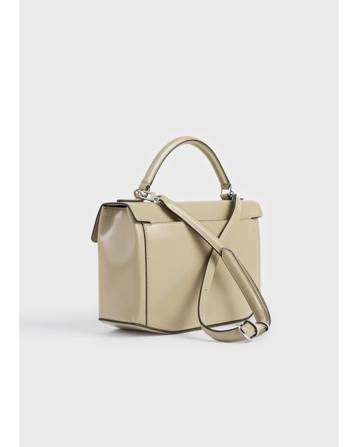 Totême White Clip Polished-Leather Top Handle