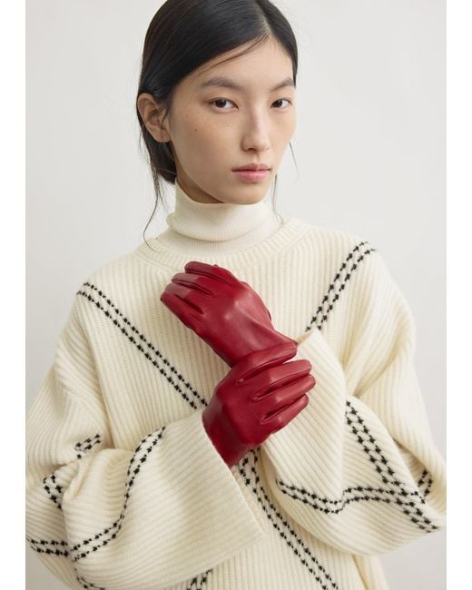 Totême Red Leather Gloves