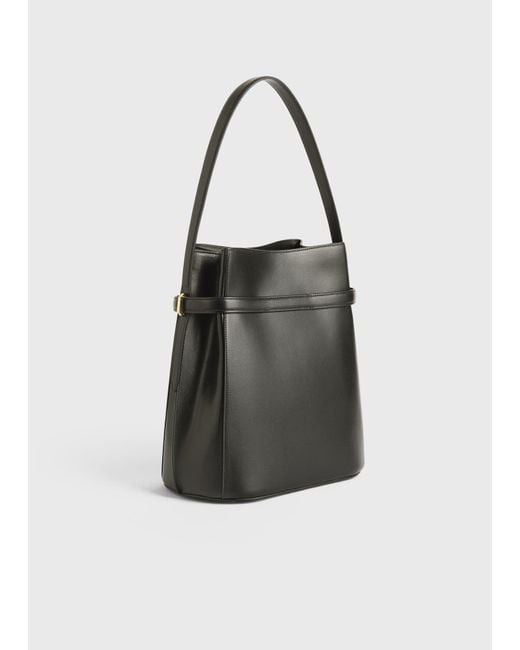 Totême  Black Belted Leather Bucket Bag