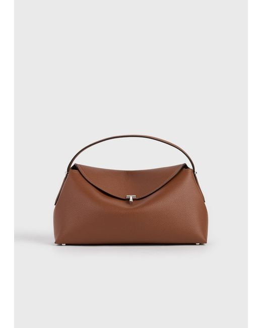Totême Brown T-Lock Grained-Leather Top Handle