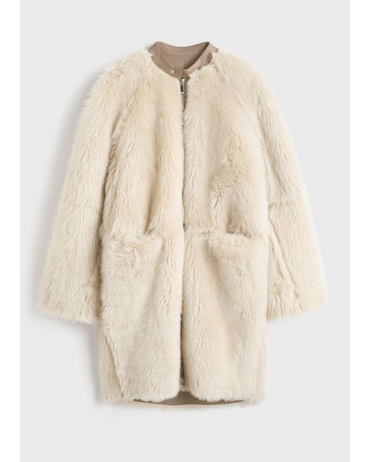 Totême Natural Two-Way Shearling Coat Cream/Caramel