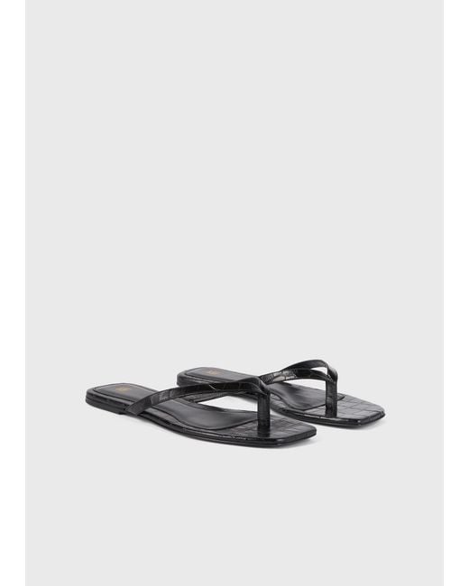 Totême White Croco-Embossed Flip Flops