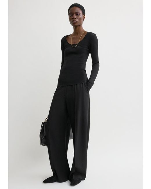 Totême Black Compact Knit Top