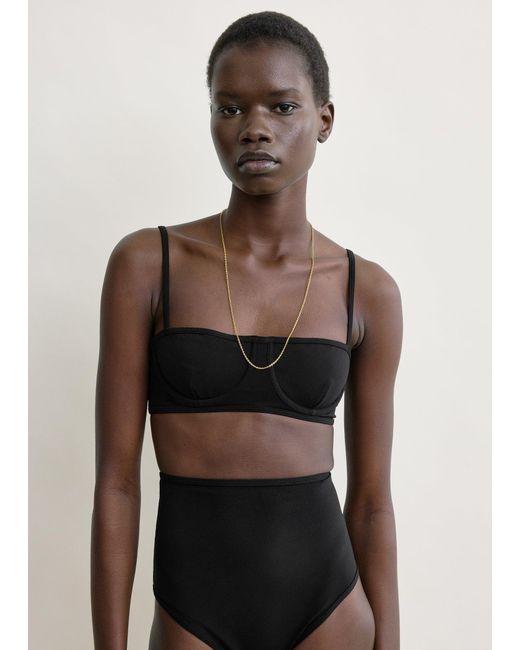 Totême Black Balconette Bikini Top