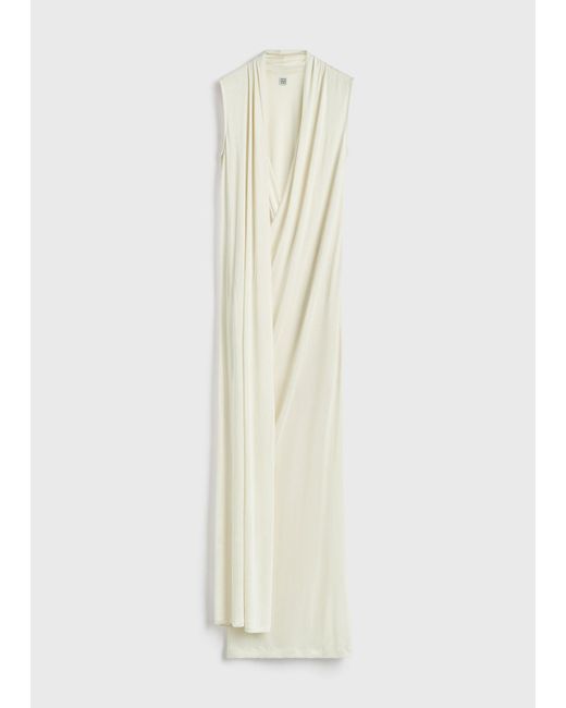 Totême White Overlapped Scarf Dress