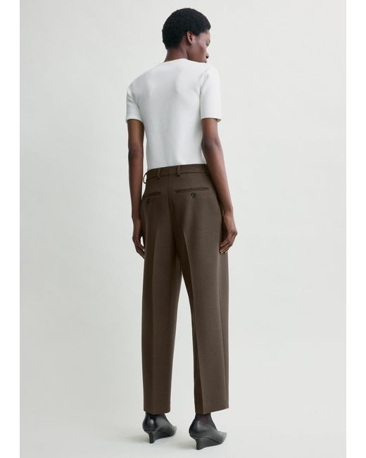 Totême White Pleated Straight Trousers