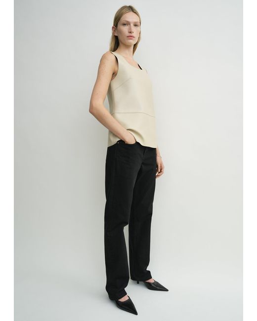 Totême  White Scoop-Neck Leather Top