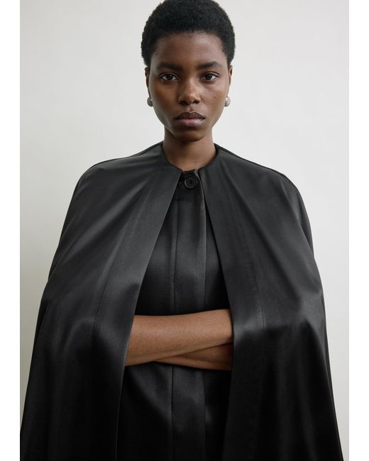 Totême  Black Detachable Cape Evening Coat