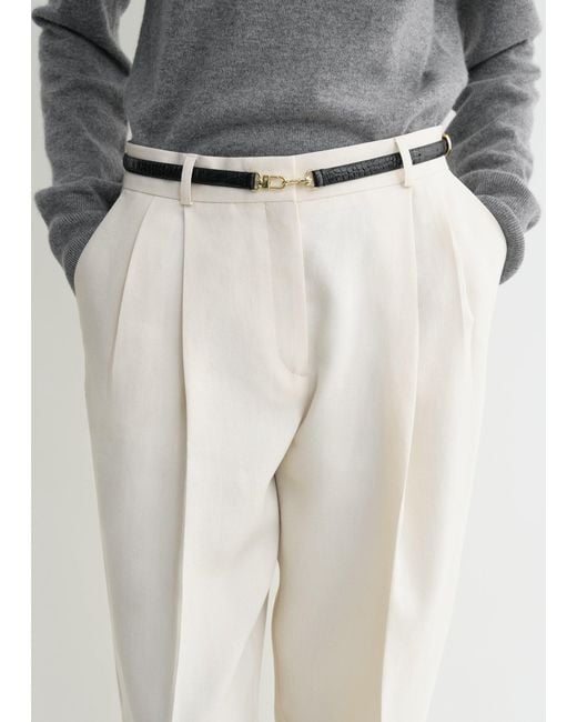 Totême  White Double Clasp Croco-Embossed Belt