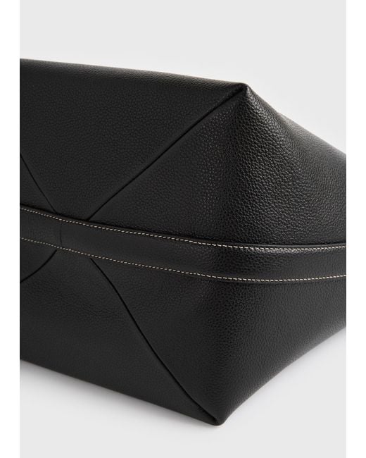 Totême Black Medium Belted Grained-Leather Tote
