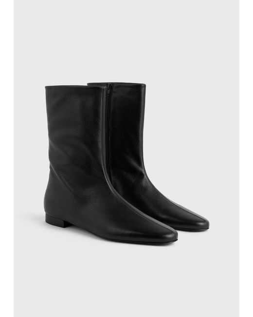 Totême  Black Grained-Leather Ankle Boots