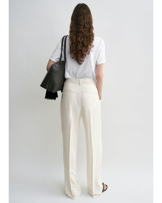 Totême White Double-Pleat Fluid Trousers