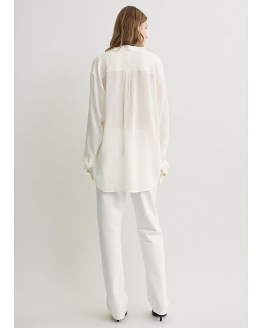 Totême White Overlapping Collar Blouse