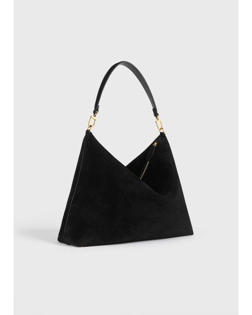Totême  Black Medium Bevel Suede Bag