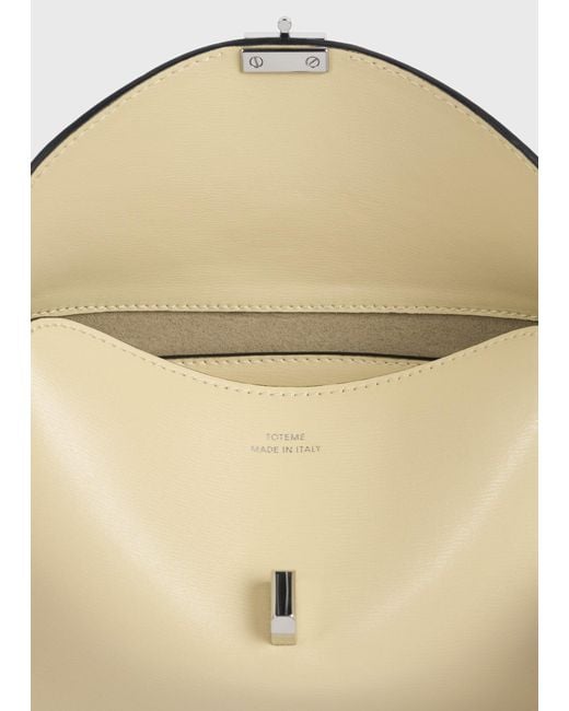 Totême White Mini T-Lock Leather Clutch