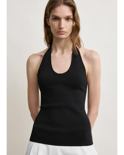 Totême White Compact Knit Halter Top