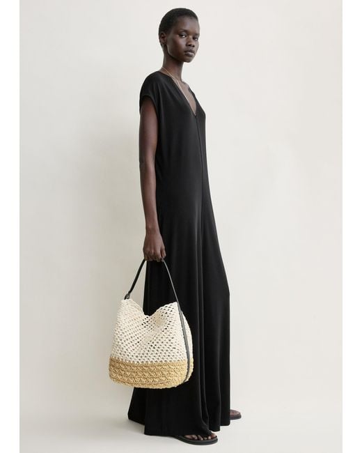 Totême White Medium Belted Paper Raffia Tote Ecru/Vanilla