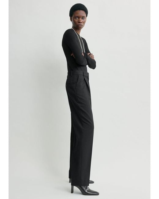 Totême Black Pleat Trousers