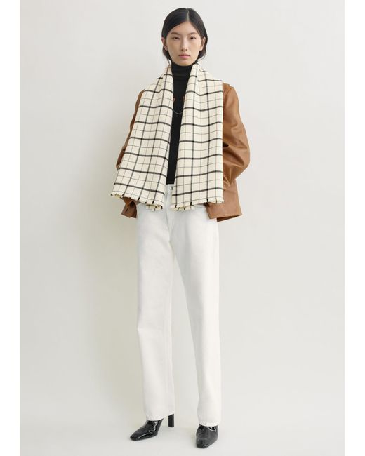 Totême White Windowpane Scarf
