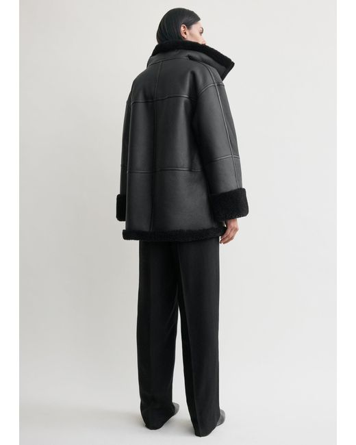Totême Black Signature Shearling Jacket