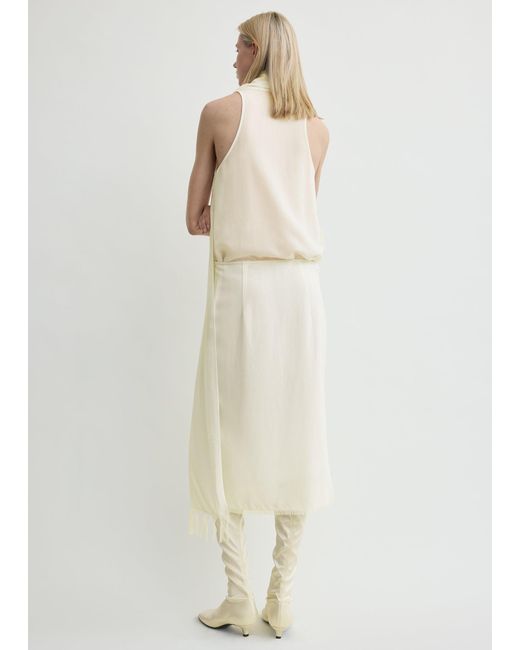 Totême  White Fringed Scarf Dress