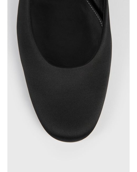 Totême White Slingback Satin Mary Janes