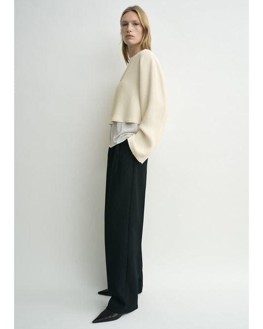 Totême White Cropped Sablé Blouse