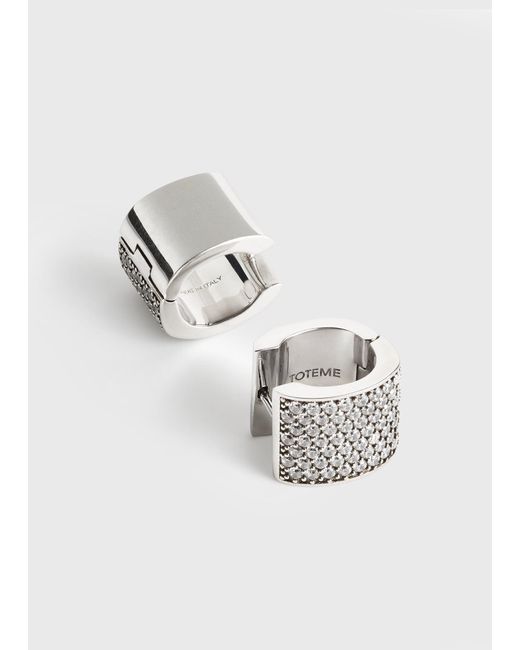 Totême White Signature Pavé Hoops