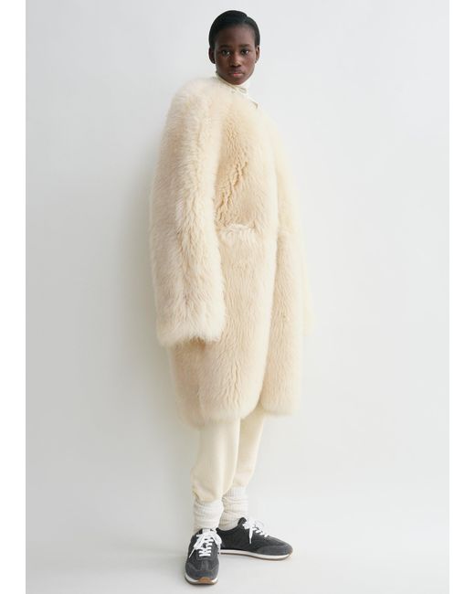Totême Natural Two-Way Shearling Coat Cream/Caramel