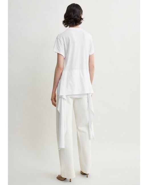 Totême White Tie-Waist Jersey Top